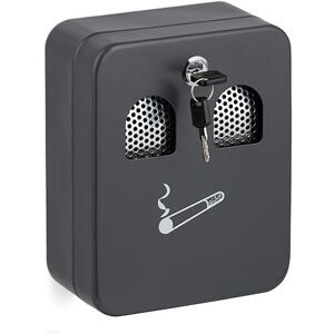 Relaxdays Wall Ashtray for Outside, Weatherproof, Lockable, with Mounting Material, 20 x 16 x 8.5 cm, Anthracite, Iron Relaxdays Wall Ashtray for Outside, Weatherproof, Lockable, with Mounting Material, 20 x 16 x 8.5 cm, Anthracite, Iron