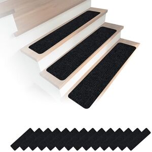 Relaxdays Stair Mats, Self-Adhesive Rectangular Set of 16, 75 x 20 cm, Black Relaxdays Stair Mats, Self-Adhesive Rectangular Set of 16, 75 x 20 cm, Black