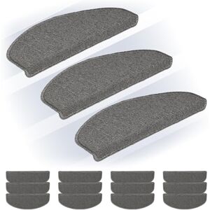 Relaxdays Stair Treads, Set of 15, Rounded Step Mats, 65 x 24 cm, Self-Adhesive, Non-Slip, Carpet Runner, Grey, Plastic Relaxdays Stair Treads, Set of 15, Rounded Step Mats, 65 x 24 cm, Self-Adhesive, Non-Slip, Carpet Runner, Grey, Plastic