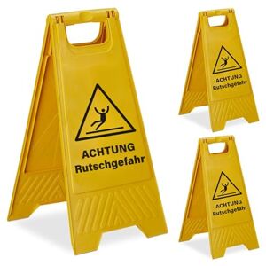 Relaxdays Wet Floor Sign Set of 3, Foldable, Double-Sided, Plastic, Yellow, 59 x 29 x 23 cm Relaxdays Wet Floor Sign Set of 3, Foldable, Double-Sided, Plastic, Yellow, 59 x 29 x 23 cm
