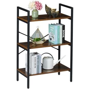 Relaxdays Bookcase, 3 Tiers, 92x60x32 cm, Shelving Unit, Industrial, Open Storage, Free-Standing Bookshelf, Brown/Black, Fibreboard, Iron Relaxdays Bookcase, 3 Tiers, 92x60x32 cm, Shelving Unit, Industrial, Open Storage, Free-Standing Bookshelf, Brown/Black, Fibreboard, Iron