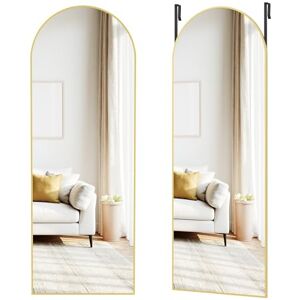 SONGMICS Full Length Hanging Mirror, 120 x 40 cm, Arched Full Body Mirror, Over the Door, Tempered Glass, for Bedroom, Living Room, Cloakroom, Pale Gold LFM033AB01 SONGMICS Full Length Hanging Mirror, 120 x 40 cm, Arched Full Body Mirror, Over the Door, Tempered Glass, for Bedroom, Living Room, Cloakroom, Pale Gold LFM033AB01