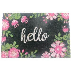 Relaxdays Coconut Doormat, Hello, 60x40 cm, non-slip, weatherproof, indoor & outdoor scraper, door mat, multicoloured Relaxdays Coconut Doormat, Hello, 60x40 cm, non-slip, weatherproof, indoor & outdoor scraper, door mat, multicoloured