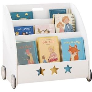 Relaxdays Children's, HWD: 57 x 62 x 42 cm, portable, 3 shelves for books, toys, kids' bookshelf, white, Fibreboard, 89.5 x 30 x 30 cm Relaxdays Children's, HWD: 57 x 62 x 42 cm, portable, 3 shelves for books, toys, kids' bookshelf, white, Fibreboard, 89.5 x 30 x 30 cm