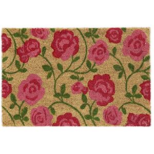 Relaxdays Flowers Roses Welcome Doormat Coir Rubber, 40 x 60 cm, Door Mat Inside & Outside, Non-Slip, Pink/Coir Relaxdays Flowers Roses Welcome Doormat Coir Rubber, 40 x 60 cm, Door Mat Inside & Outside, Non-Slip, Pink/Coir