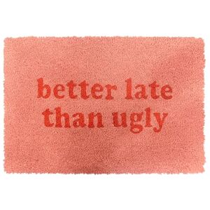 Relaxdays Coconut Doormat 60x40cm, Better Late Door Mat, Non-Slip, Weatherproof, Indoor & Outdoor Mat, Pink Relaxdays Coconut Doormat 60x40cm, Better Late Door Mat, Non-Slip, Weatherproof, Indoor & Outdoor Mat, Pink