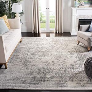 Safavieh Distressed Rug for Living Room, Dining Room, Bedroom Adirondack Collection, Short Pile, in Ivory and Silver, 91 X 152 cm Safavieh Distressed Rug for Living Room, Dining Room, Bedroom Adirondack Collection, Short Pile, in Ivory and Silver, 91 X 152 cm
