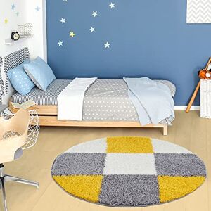 THE RUGS Area Rug – Modern Luxury Shaggy Rug, Multicolour Pattern Carpet, Ultra Soft for Bedroom, Living Room, Kids Room, (120 cm Round, Yellow) THE RUGS Area Rug – Modern Luxury Shaggy Rug, Multicolour Pattern Carpet, Ultra Soft for Bedroom, Living Room, Kids Room, (120 cm Round, Yellow)