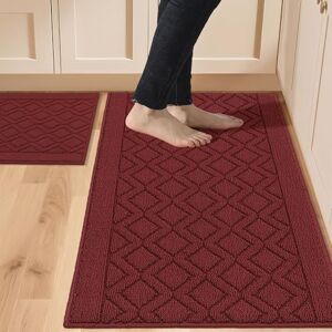 COSY HOMEER 48x20 Inch/30X20 Inch Kitchen Rug Mats Made of 100% Polypropylene 2 Pieces Soft Kitchen Mat Specialized in Anti Slippery and Machine Washable,red COSY HOMEER 48x20 Inch/30X20 Inch Kitchen Rug Mats Made of 100% Polypropylene 2 Pieces Soft Kitchen Mat Specialized in Anti Slippery and Machine Washable,red