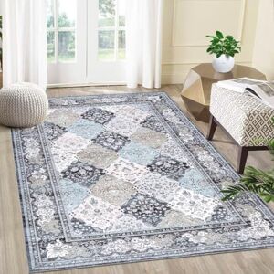 Auton Boho Rugs - Washable, Non-Slip, Blue, 120x170cm - Rug Auton Boho Rugs - Washable, Non-Slip, Blue, 120x170cm - Rug