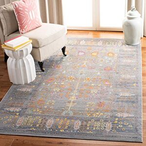 Safavieh Craft Art-Inspired Rug for Living Room, Dining Room, Bedroom Valencia Collection, Short Pile, in Grey and Multi, 152 X 244 cm Safavieh Craft Art-Inspired Rug for Living Room, Dining Room, Bedroom Valencia Collection, Short Pile, in Grey and Multi, 152 X 244 cm