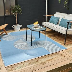 THE RUGS Urban Collection Outdoor Rug Easy to Clean, Reversible, Waterproof Plastic Outdoor Rugs for Garden, Patio, Balcony, Camping Contemporary Plastic Straw Rug Waves Blue/Beige, 180x270cm THE RUGS Urban Collection Outdoor Rug Easy to Clean, Reversible, Waterproof Plastic Outdoor Rugs for Garden, Patio, Balcony, Camping Contemporary Plastic Straw Rug Waves Blue/Beige, 180x270cm