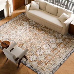 VEVOR Area Rug, 9 x 12 ft Large Washable Rug, Non-Slip and Tear-Resistant Soft Carpet, Pet & Child Friendly Vintage Area Rugs, Indoor Mat for Bedroom, Living Room, Kids Room, Office, Brown Green VEVOR Area Rug, 9 x 12 ft Large Washable Rug, Non-Slip and Tear-Resistant Soft Carpet, Pet & Child Friendly Vintage Area Rugs, Indoor Mat for Bedroom, Living Room, Kids Room, Office, Brown Green