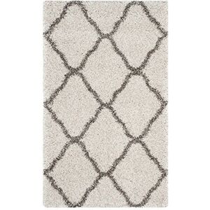 Safavieh Shaggy Rug for Living Room, Dining Room, Bedroom Hudson Shag Collection, High Pile, in Ivory and Grey, 91 X 152 cm Safavieh Shaggy Rug for Living Room, Dining Room, Bedroom Hudson Shag Collection, High Pile, in Ivory and Grey, 91 X 152 cm