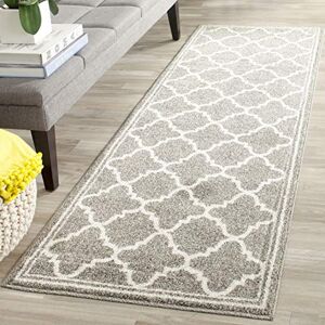 Safavieh Moroccan Trellis Rug for Indoor & Outdoor Amherst Collection, Short Pile, in Dark Grey and Beige color, 69 X 213 cm Safavieh Moroccan Trellis Rug for Indoor & Outdoor Amherst Collection, Short Pile, in Dark Grey and Beige color, 69 X 213 cm