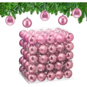 Relaxdays Christmas Baubles, Set of 100, Festive Tree Ornaments, D: 6 cm, Holiday Decorations, Shiny & Matte, Pink Relaxdays Christmas Baubles, Set of 100, Festive Tree Ornaments, D: 6 cm, Holiday Decorations, Shiny & Matte, Pink