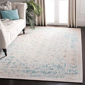 Safavieh Glam Rug for Living Room, Dining Room, Bedroom Passion Collection, Short Pile, in Turquoise and Ivory, 122 X 170 cm Safavieh Glam Rug for Living Room, Dining Room, Bedroom Passion Collection, Short Pile, in Turquoise and Ivory, 122 X 170 cm