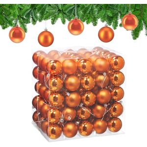 Relaxdays Christmas Baubles, Set of 100, Festive Tree Ornaments, D: 6 cm, Holiday Decorations, Shiny & Matte, Orange Relaxdays Christmas Baubles, Set of 100, Festive Tree Ornaments, D: 6 cm, Holiday Decorations, Shiny & Matte, Orange