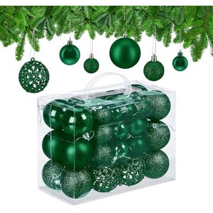 Relaxdays Christmas Bauble Set of 50, Glittery, Matt & Shiny Ornaments, Plastic Xmas Tree Balls, Ø: 3, 4 & 6 cm, Green Relaxdays Christmas Bauble Set of 50, Glittery, Matt & Shiny Ornaments, Plastic Xmas Tree Balls, Ø: 3, 4 & 6 cm, Green