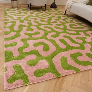 THE RUGS Joli Area Rug Soft Dense Pile Modern Artistic Design, Durable & Easy Care Carpet for Living Room & Bedroom Doodle Green & Pink, 120 x 170 cm THE RUGS Joli Area Rug Soft Dense Pile Modern Artistic Design, Durable & Easy Care Carpet for Living Room & Bedroom Doodle Green & Pink, 120 x 170 cm