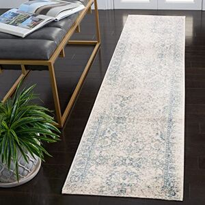 Safavieh Distressed Rug for Living Room, Dining Room, Bedroom, Adirondack Collection, Short Pile, in Ivory and Slate, 122 X 169 cm Safavieh Distressed Rug for Living Room, Dining Room, Bedroom, Adirondack Collection, Short Pile, in Ivory and Slate, 122 X 169 cm