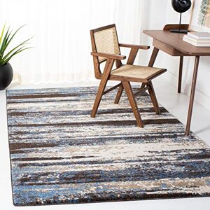 Safavieh Contemporary Rug for Living Room, Dining Room, Bedroom Retro Collection, Short Pile, in Cream and Blue, 122 X 183 cm Safavieh Contemporary Rug for Living Room, Dining Room, Bedroom Retro Collection, Short Pile, in Cream and Blue, 122 X 183 cm
