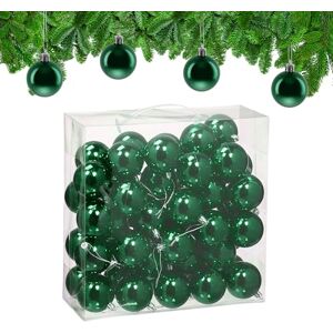 Relaxdays Christmas Baubles, Set of 50, Festive Tree Ornaments, D: 6 cm, Holiday Decorations, Plastic, Shiny, Dark Green Relaxdays Christmas Baubles, Set of 50, Festive Tree Ornaments, D: 6 cm, Holiday Decorations, Plastic, Shiny, Dark Green