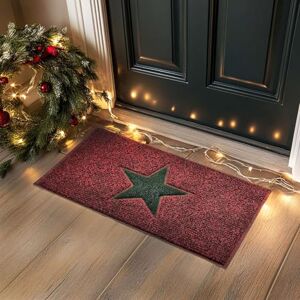 Nicoman Christmas STAR Door Mat Entrance Barrier Dirt-Trapper Floor Mat Patio Garden Conservatory Doormat Indoor Outdoor Non Slip Matt (Red with Green Star, 75 x 44cm, Medium) Nicoman Christmas STAR Door Mat Entrance Barrier Dirt-Trapper Floor Mat Patio Garden Conservatory Doormat Indoor Outdoor Non Slip Matt (Red with Green Star, 75 x 44cm, Medium)