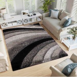 Serdim Rugs Modern Soft Waves Design Hand Carved Shiny Shimmer Living Room Polyester Shaggy Rugs, Grey, 80x150cm (2'6"x5'0") Serdim Rugs Modern Soft Waves Design Hand Carved Shiny Shimmer Living Room Polyester Shaggy Rugs, Grey, 80x150cm (2'6"x5'0")