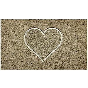 Nicoman Embossed Spaghetti Door Mat Dirt-Trapper Jet-Washable Doormat 70x43cm (Beige, HEART Shape) Use on Carpet ONLY Nicoman Embossed Spaghetti Door Mat Dirt-Trapper Jet-Washable Doormat 70x43cm (Beige, HEART Shape) Use on Carpet ONLY