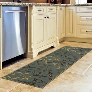 Ottomanson Ottohome Collection Contemporary Leaves Design Rubber Back Runner Rug, 50 cm x 150 cm, Seafoam Ottomanson Ottohome Collection Contemporary Leaves Design Rubber Back Runner Rug, 50 cm x 150 cm, Seafoam