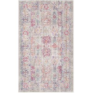 Safavieh Boho Chic Rug for Living Room, Dining Room, Bedroom Windsor Collection, Short Pile, in Grey and Fuchsia, 122 X 183 cm Safavieh Boho Chic Rug for Living Room, Dining Room, Bedroom Windsor Collection, Short Pile, in Grey and Fuchsia, 122 X 183 cm