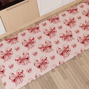 PETTI Artigiani Italiani Kitchen Rug, Non-Slip Washable Kitchen Rug, Kitchen Runner, Kitchen Runner, 52 x 180 cm, Pink Bow Design, 100% Made in Italy PETTI Artigiani Italiani Kitchen Rug, Non-Slip Washable Kitchen Rug, Kitchen Runner, Kitchen Runner, 52 x 180 cm, Pink Bow Design, 100% Made in Italy