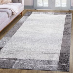 oKu-Tex Woven Rug for Living Room, Hallway, Bedroom Carpet Runner, Bridge Light Grey Modern Geometric Design Öko-Tex 100 Size 60 x 110 cm oKu-Tex Woven Rug for Living Room, Hallway, Bedroom Carpet Runner, Bridge Light Grey Modern Geometric Design Öko-Tex 100 Size 60 x 110 cm