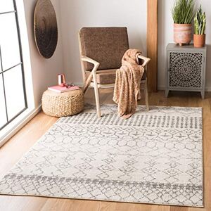 Safavieh Boho Chic Rug for Living Room, Dining Room, Bedroom Tulum Collection, Short Pile, in Ivory and Grey, 91 X 152 cm Safavieh Boho Chic Rug for Living Room, Dining Room, Bedroom Tulum Collection, Short Pile, in Ivory and Grey, 91 X 152 cm