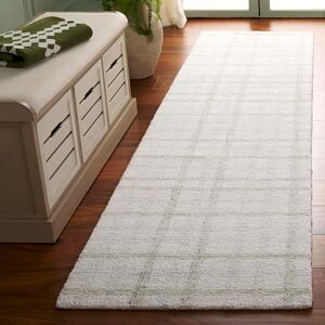 Safavieh Ebony Collection Contemporary Rug for Living Room, Dining Room, Bedroom Short Pile, Sage and Ivory, 27 x 108 Inch Safavieh Ebony Collection Contemporary Rug for Living Room, Dining Room, Bedroom Short Pile, Sage and Ivory, 27 x 108 Inch