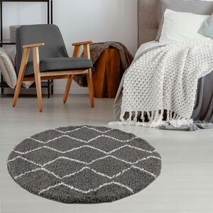 THE RUGS Modern Moroccan Design Living Room and Bedroom Rugs, Non-Shedding & Easy Care (Boho Dark Grey/Ivory, 120 cm Round) THE RUGS Modern Moroccan Design Living Room and Bedroom Rugs, Non-Shedding & Easy Care (Boho Dark Grey/Ivory, 120 cm Round)