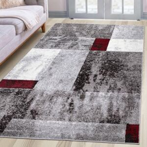 oKu-Tex Short Pile Rug Design Rug Living Room Rug Pile Height: 9 mm Extra Soft Pile Geometric Pattern Modern Mottled Grey Red Dense Quality 60 x 110 cm oKu-Tex Short Pile Rug Design Rug Living Room Rug Pile Height: 9 mm Extra Soft Pile Geometric Pattern Modern Mottled Grey Red Dense Quality 60 x 110 cm
