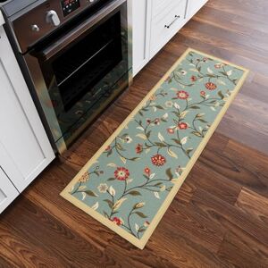 Ottomanson Ottohome Collection Contemporary Leaves Design Rubberback Runner Rug, 50 cm x 150 cm, Seafoam Ottomanson Ottohome Collection Contemporary Leaves Design Rubberback Runner Rug, 50 cm x 150 cm, Seafoam