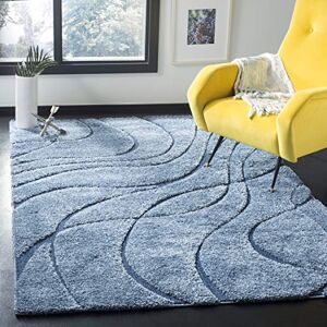 Safavieh Florida Shag Collection Shaggy Rug for Living Room Dining Room Bedroom High Pile Blue 24 x 36 Inch Safavieh Florida Shag Collection Shaggy Rug for Living Room Dining Room Bedroom High Pile Blue 24 x 36 Inch