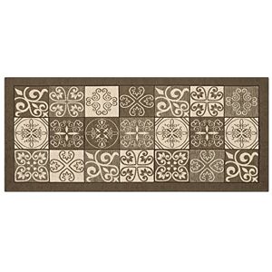BIANCHERIAWEB Washable Non-Slip Kitchen Mat, Kitchen Runner 55 x 115 cm, Made in Italy Kitchen Rug with Majolica Design Mud Colour, Washable and Iron Runner BIANCHERIAWEB Washable Non-Slip Kitchen Mat, Kitchen Runner 55 x 115 cm, Made in Italy Kitchen Rug with Majolica Design Mud Colour, Washable and Iron Runner