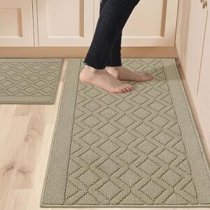 COSY HOMEER 48x20 Inch/30X20 Inch Kitchen Rug Mats Made of 100% Polypropylene 2 Pieces Soft Kitchen Mat Specialized in Anti Slippery and Machine Washable for Home Kitchen,Beige COSY HOMEER 48x20 Inch/30X20 Inch Kitchen Rug Mats Made of 100% Polypropylene 2 Pieces Soft Kitchen Mat Specialized in Anti Slippery and Machine Washable for Home Kitchen,Beige