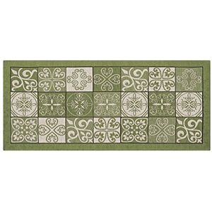 BIANCHERIAWEB Washable Non-Slip Kitchen Mat, Kitchen Runner 55 x 115 cm, Made in Italy Kitchen Rug with Green Majolica Design, Washable and Iron Runner BIANCHERIAWEB Washable Non-Slip Kitchen Mat, Kitchen Runner 55 x 115 cm, Made in Italy Kitchen Rug with Green Majolica Design, Washable and Iron Runner