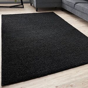 THE RUGS Living Room Rug Shaggy Soft And Elegant Carpets For The Bedrooms And Kitchen, Easy To Clean, Many Different Sizes (120x170 cm, Black) THE RUGS Living Room Rug Shaggy Soft And Elegant Carpets For The Bedrooms And Kitchen, Easy To Clean, Many Different Sizes (120x170 cm, Black)