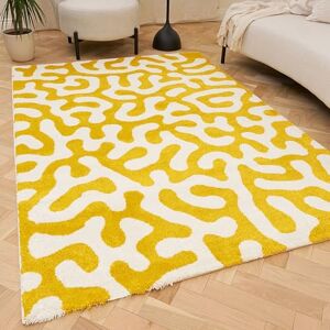 THE RUGS Joli Area Rug Soft Dense Pile Modern Artistic Design, Durable & Easy Care Carpet for Living Room & Bedroom Doodle Yellow & White, 120 x 170 cm THE RUGS Joli Area Rug Soft Dense Pile Modern Artistic Design, Durable & Easy Care Carpet for Living Room & Bedroom Doodle Yellow & White, 120 x 170 cm