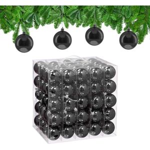 Relaxdays Christmas Baubles, Set of 100, Festive Tree Ornaments, D: 6 cm, Holiday Decorations, Plastic, Shiny, Black Relaxdays Christmas Baubles, Set of 100, Festive Tree Ornaments, D: 6 cm, Holiday Decorations, Plastic, Shiny, Black