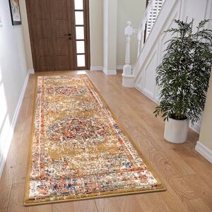 Hanse Home Maderno Oriental Rug Runner Oriental Classic Tightly Woven with Ornaments Vintage Look Soft Short Pile for Bedroom, Dining Room, Living Room, Hallway Gold, 80 x 240 cm Hanse Home Maderno Oriental Rug Runner Oriental Classic Tightly Woven with Ornaments Vintage Look Soft Short Pile for Bedroom, Dining Room, Living Room, Hallway Gold, 80 x 240 cm