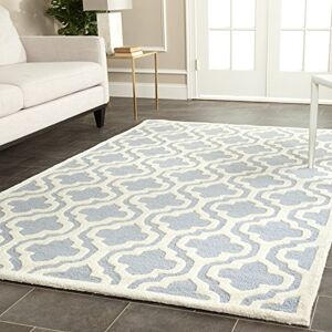 Safavieh Trellis Rug for Living Room, Dining Room, Bedroom Cambridge Collection, Short Pile, in Light Blue and Ivory, 122 X 183 cm Safavieh Trellis Rug for Living Room, Dining Room, Bedroom Cambridge Collection, Short Pile, in Light Blue and Ivory, 122 X 183 cm