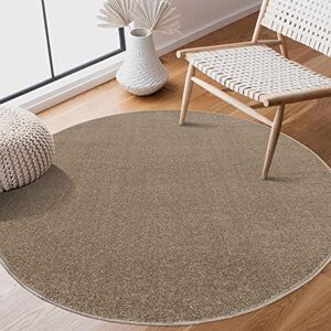 SANAT Short Pile Living Room Rug Plain Modern Rugs for Bedroom, Study, Office, Hallway, Children's Room and Kitchen Beige, 80 cm Round SANAT Short Pile Living Room Rug Plain Modern Rugs for Bedroom, Study, Office, Hallway, Children's Room and Kitchen Beige, 80 cm Round