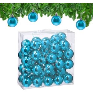 Relaxdays Christmas Baubles, Set of 50, Festive Tree Ornaments, D: 6 cm, Holiday Decorations, Plastic, Shiny, Petrol Relaxdays Christmas Baubles, Set of 50, Festive Tree Ornaments, D: 6 cm, Holiday Decorations, Plastic, Shiny, Petrol